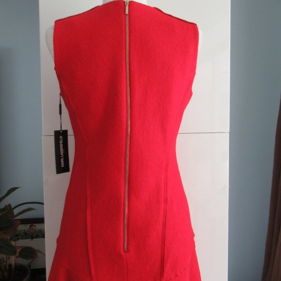 KARL LAGERFELD PARIS Women's Red Jumper Sleeveless Woold Blend Dress Sz 8 *Flaw - Picture 4 of 16